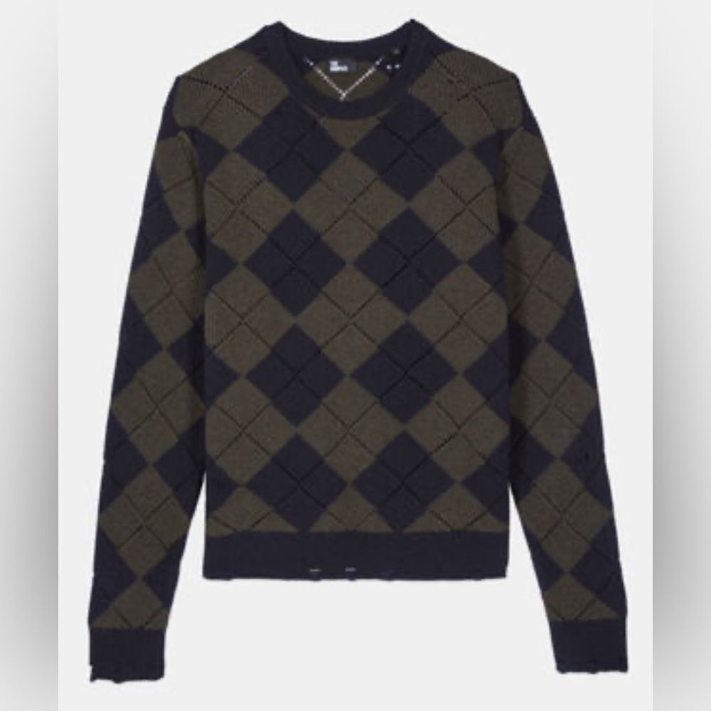 The Kooples Green and Navy diamond sweater NWT Size S